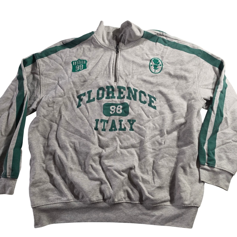 Urban Outfitters Mens Florence Italy 98 Quarter Zip Sweatshirt Grey Green M